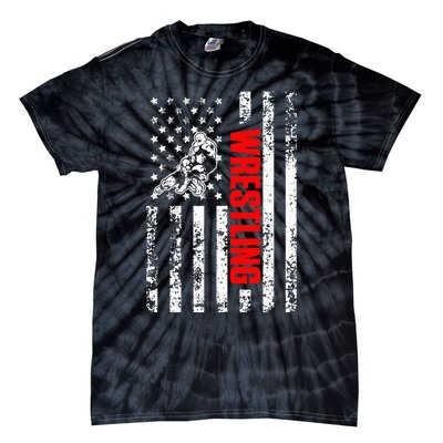 US American Flag Sports Patriotic Wrestling Tie-Dye T-Shirt