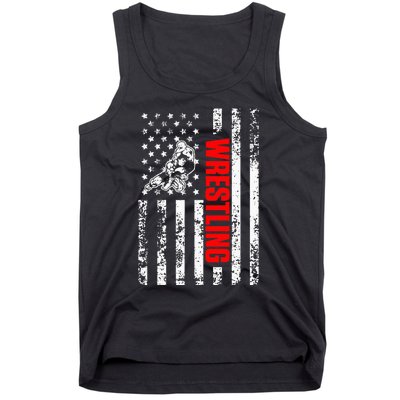 US American Flag Sports Patriotic Wrestling Tank Top