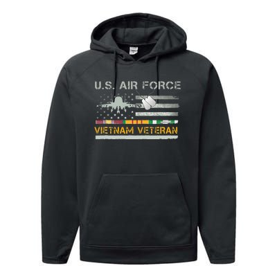 US Air Force Vietnam Veteran USAF Veteran USA Flag Gift Performance Fleece Hoodie