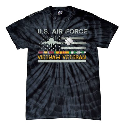 US Air Force Vietnam Veteran USAF Veteran USA Flag Gift Tie-Dye T-Shirt