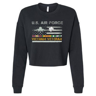 US Air Force Vietnam Veteran USAF Veteran USA Flag Gift Cropped Pullover Crew