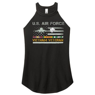 US Air Force Vietnam Veteran USAF Veteran USA Flag Gift Women’s Perfect Tri Rocker Tank