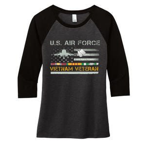 US Air Force Vietnam Veteran USAF Veteran USA Flag Gift Women's Tri-Blend 3/4-Sleeve Raglan Shirt