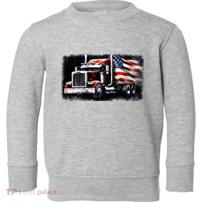 Us American Flag Semi Truck Driver Trucker Toddler Sweatshirt