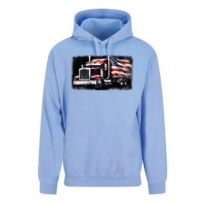 Us American Flag Semi Truck Driver Trucker Unisex Surf Hoodie