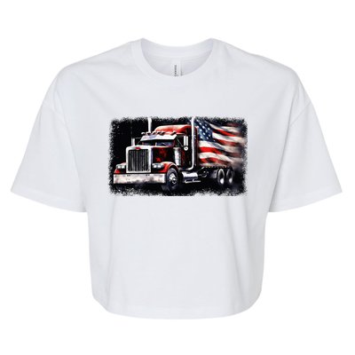 Us American Flag Semi Truck Driver Trucker Bella+Canvas Jersey Crop Tee