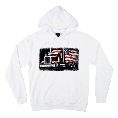 Us American Flag Semi Truck Driver Trucker Hoodie