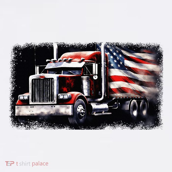 Us American Flag Semi Truck Driver Trucker Long Sleeve Shirt