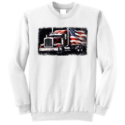 Us American Flag Semi Truck Driver Trucker Sweatshirt