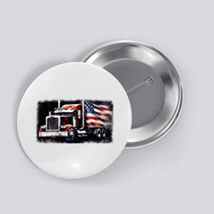 Us American Flag Semi Truck Driver Trucker Button