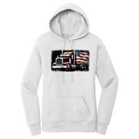 Us American Flag Semi Truck Driver Trucker Women's Pullover Hoodie