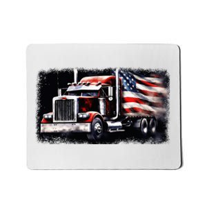 Us American Flag Semi Truck Driver Trucker Mousepad