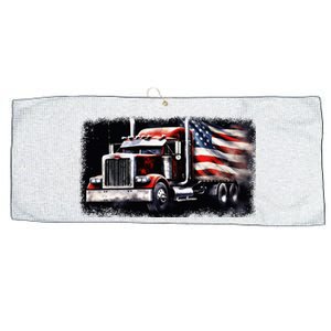 Us American Flag Semi Truck Driver Trucker Large Microfiber Waffle Golf Towel