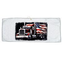 Us American Flag Semi Truck Driver Trucker Large Microfiber Waffle Golf Towel