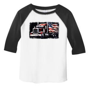 Us American Flag Semi Truck Driver Trucker Toddler Fine Jersey T-Shirt