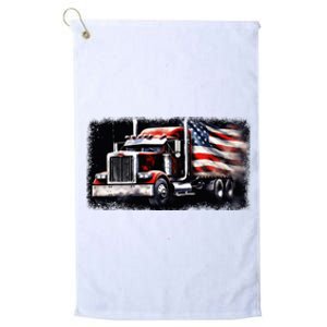 Us American Flag Semi Truck Driver Trucker Platinum Collection Golf Towel