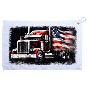 Us American Flag Semi Truck Driver Trucker Grommeted Golf Towel