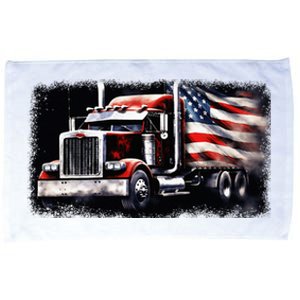 Us American Flag Semi Truck Driver Trucker Microfiber Hand Towel