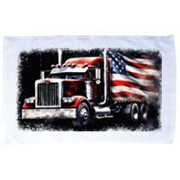 Us American Flag Semi Truck Driver Trucker Microfiber Hand Towel