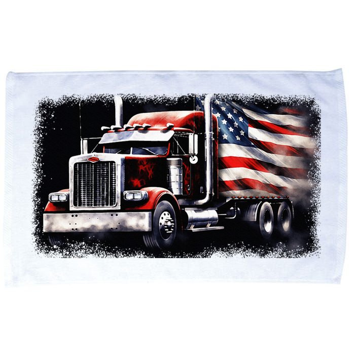 Us American Flag Semi Truck Driver Trucker Microfiber Hand Towel