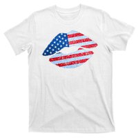 USA American Flag Sparkle Lip Makeup T-Shirt