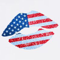 USA American Flag Sparkle Lip Makeup Button