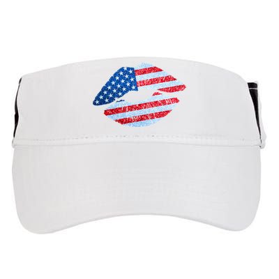 USA American Flag Sparkle Lip Makeup Adult Drive Performance Visor