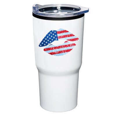 USA American Flag Sparkle Lip Makeup Tumbler