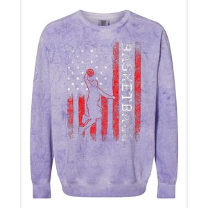 USA American Flag Sports Lover Basketball Colorblast Crewneck Sweatshirt