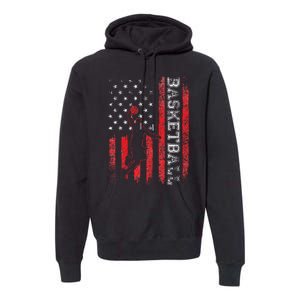 USA American Flag Sports Lover Basketball Premium Hoodie