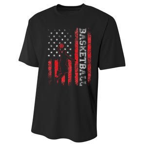 USA American Flag Sports Lover Basketball Performance Sprint T-Shirt