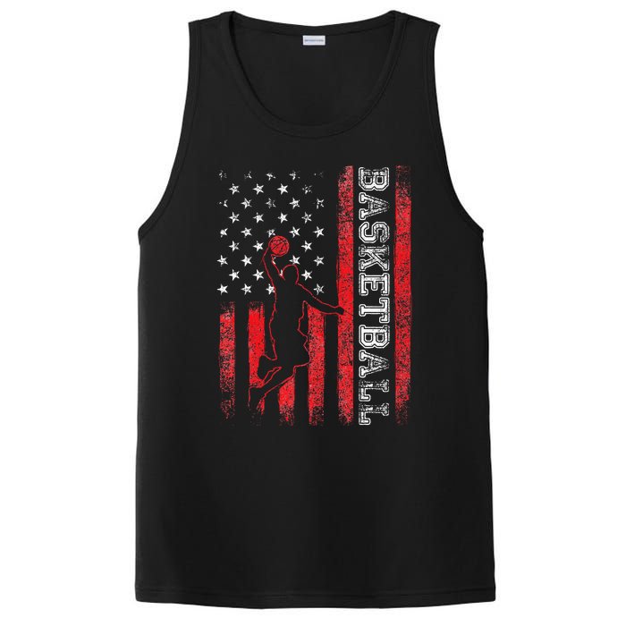 USA American Flag Sports Lover Basketball PosiCharge Competitor Tank