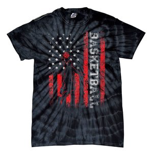 USA American Flag Sports Lover Basketball Tie-Dye T-Shirt