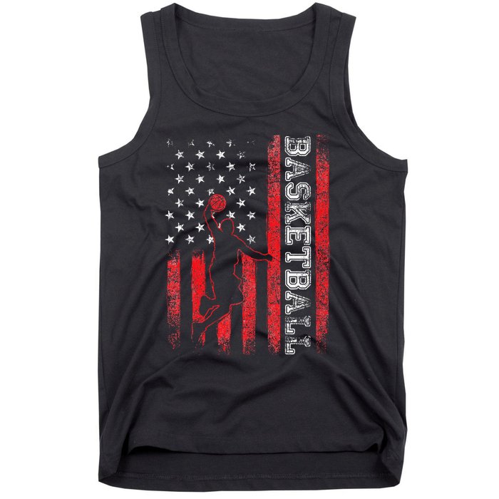 USA American Flag Sports Lover Basketball Tank Top