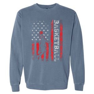 USA American Flag Sports Lover Basketball Garment-Dyed Sweatshirt