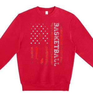 USA American Flag Sports Lover Basketball Premium Crewneck Sweatshirt