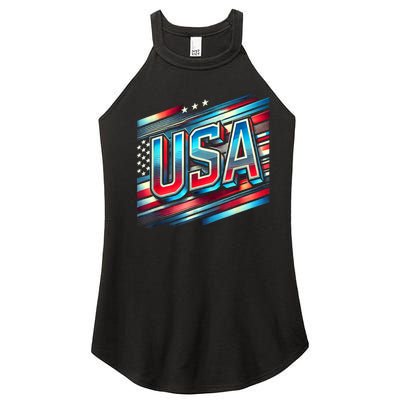 Usa American Flag Patriotic Design Women’s Perfect Tri Rocker Tank