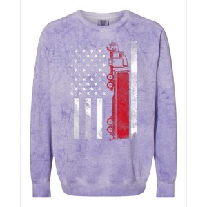 Us American Flag Semi Truck Driver 18 Wheeler Trucker Gift Colorblast Crewneck Sweatshirt