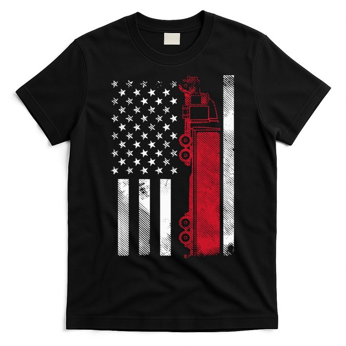 Us American Flag Semi Truck Driver 18 Wheeler Trucker Gift T-Shirt