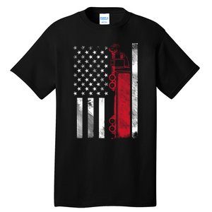 Us American Flag Semi Truck Driver 18 Wheeler Trucker Gift Tall T-Shirt