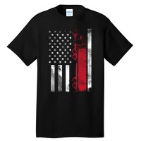 Us American Flag Semi Truck Driver 18 Wheeler Trucker Gift Tall T-Shirt