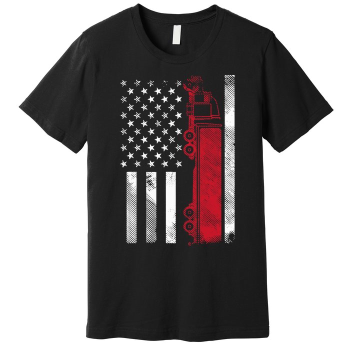 Us American Flag Semi Truck Driver 18 Wheeler Trucker Gift Premium T-Shirt