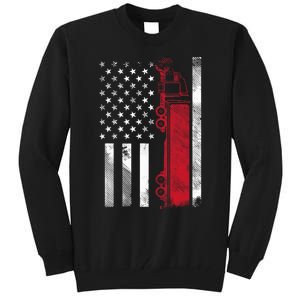 Us American Flag Semi Truck Driver 18 Wheeler Trucker Gift Tall Sweatshirt