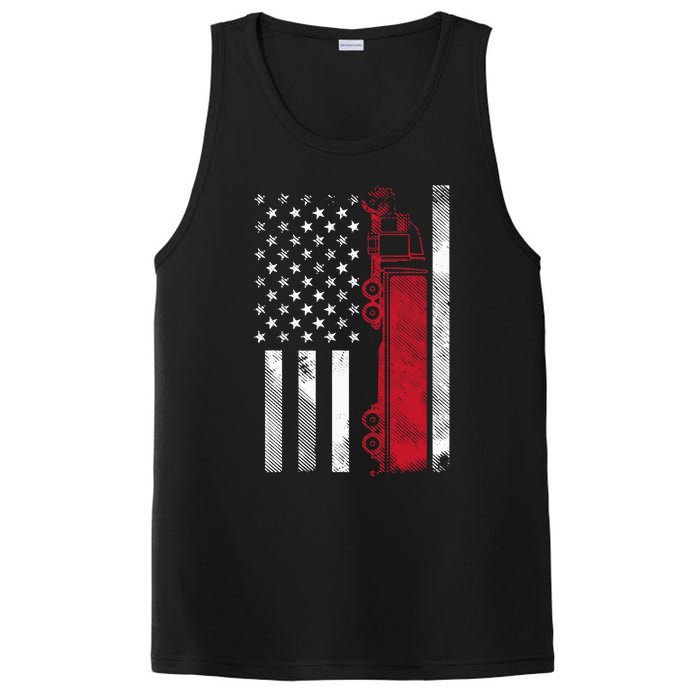 Us American Flag Semi Truck Driver 18 Wheeler Trucker Gift PosiCharge Competitor Tank