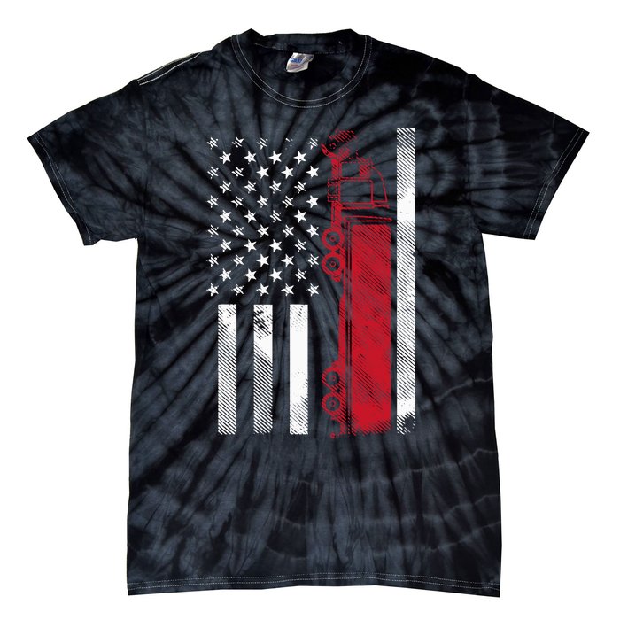 Us American Flag Semi Truck Driver 18 Wheeler Trucker Gift Tie-Dye T-Shirt