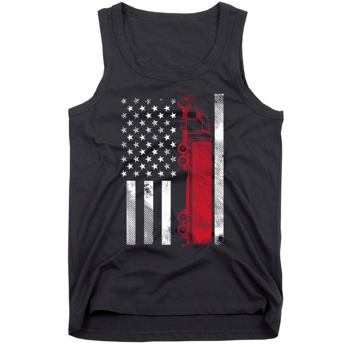 Us American Flag Semi Truck Driver 18 Wheeler Trucker Gift Tank Top