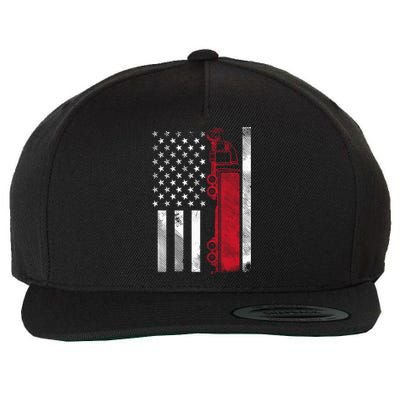 Us American Flag Semi Truck Driver 18 Wheeler Trucker Gift Wool Snapback Cap