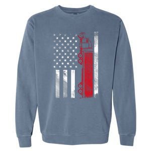 Us American Flag Semi Truck Driver 18 Wheeler Trucker Gift Garment-Dyed Sweatshirt