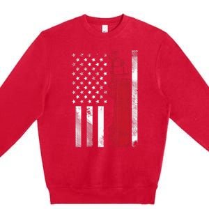 Us American Flag Semi Truck Driver 18 Wheeler Trucker Gift Premium Crewneck Sweatshirt