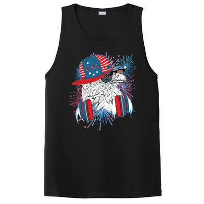 USA American Flag Fireworks Hip Hop Headphones Eagle PosiCharge Competitor Tank